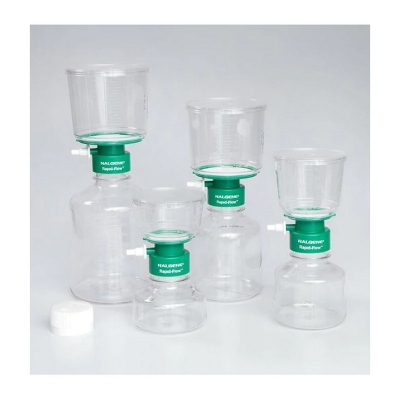 Unidades de filtración Nalgene, Rapid-Flow, estériles, desechables, membrana de Nitrato de Celulosa, poro 0.45 ul - 12 unidades