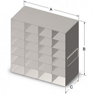 Rack para 24 cajas (4 x 6 H) standard de  5.25 x 5.25 x 2