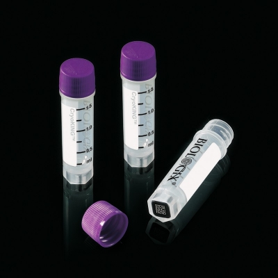 Criovial 1.5 ml Biologix, código de barras 2D, PP - estéril. 1 bolsa de 25 unidades